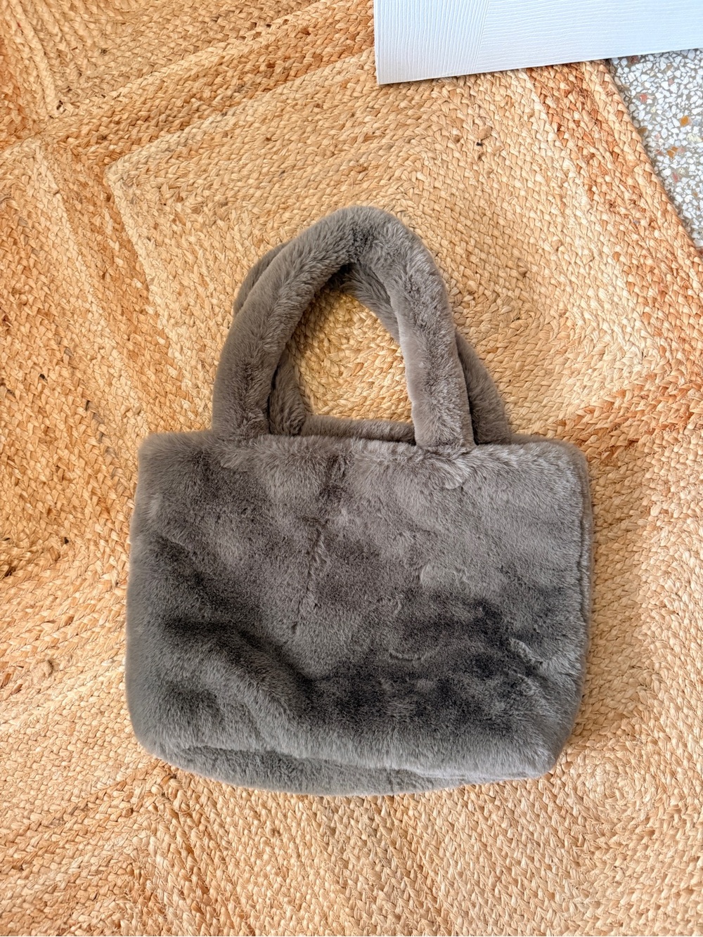 H&M Faux Fur Tote Bag in brown